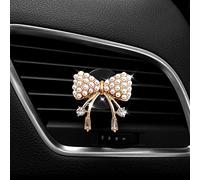 qbodp 2 Piezas Clips De Ventilación Para Ambientador De Coche,Con Lazo De Perla,Clips De Accesorios De Decoración De Ventilación De Coche,Bonita Decoración Interior De Coche Para Mujer