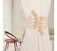 qbodp 2 Piezas Dorados Alzapaños De Cortinas, Alzapaños De Cola De Pavo Real para Cortinas, Decoración del Hogar, Decoración De Cortinas para Sala De Estar