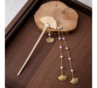 qbodp 2 Piezas Palillos Para Cabello Con Cadena Y Borlas De Perlas Para Moños, Palillos Para Cabello Tipo Abanico, Horquillas Elegantes Para Cabello Palillos A La Moda Accesorios Para Cabello