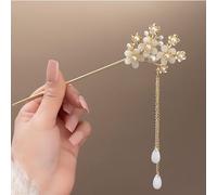 qbodp 2 Piezas Palillos Para Cabello Con Flores De Perlas Para Moños, Palillos Para Cabello Con Cadena De Borlas, Horquillas Elegantes Para Cabello Palillos A La Moda Accesorios Para Cabello