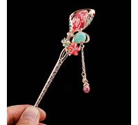 qbodp 2 Piezas Palillos Para Cabello Con Flores Para Moños, Palillos Para Cabello Con Cadena De Borlas, Horquillas Elegantes Para Cabello Palillos A La Moda Accesorios Para Cabello