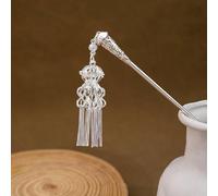 qbodp 2 Piezas Palitos Para Cabello Con Borlas Para Moños, Palillos Para Cabello Plateados, Horquillas Elegantes Para Cabello Palillos Clásicos Accesorios Para Cabello