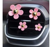 qbodp 4 Piezas Clips De Ventilación Para Ambientador De Coche,Accesorios De Ventilación De Coche,Clips De Decoración De Flores,Bonita Decoración Interior De Coche Para Mujer,Rosa