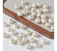 qbodp 500 Piezas Cuentas Redondas De Madera, Pequeños Accesorios Decorativos para Hacer Pulseras, Blanco, 10mm
