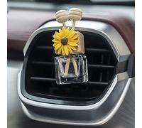 qbodp Clip De Botella De Perfume De Ventilación De Coche,Botella De Vidrio Vacía,Accesorios De Ventilación De Coche,Clip De Decoración De Flores,Decoración Interior De Coche Bonito Para Mujer,Amarillo