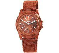 QBOS Hombre Marrón Analógica Metal Textil Reloj de Cuarzo Reloj de Pulsera