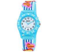 QBOS Reloj de pulsera analógico para niños a partir de 3 años, Azul/Corazón, Moderno