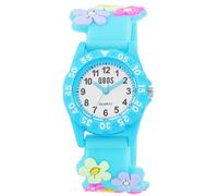 QBOS Reloj de pulsera analógico para niños a partir de 3 años, Azul/Flores, Moderno