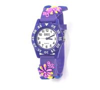 QBOS Reloj de pulsera analógico para niños a partir de 3 años, Púrpura/Abeja Flor, Moderno