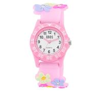 QBOS Reloj de pulsera analógico para niños a partir de 3 años, Rosa/Flores, Moderno