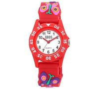 QBOS Reloj de pulsera analógico para niños y niñas, diseño de mariposa, a partir de 3 años, Rojo/Mariposa, Moderno