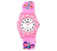 QBOS Reloj de pulsera analógico para niños y niñas, diseño de mariposa, a partir de 3 años, Rosa/Mariposa, Moderno