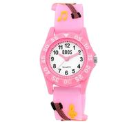 QBOS Reloj de pulsera analógico para niños y niñas, reloj de pulsera para niños a partir de 3 años, Rosa/Guitarra, Moderno