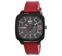 QBOS Reloj de pulsera para hombre de piel sintética en color negro, en una longitud de 24 cm, diseño clásico para cualquier hombre