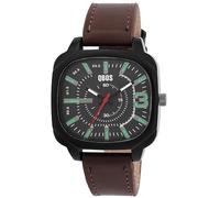 QBOS Reloj de pulsera para hombre de piel sintética en color negro, en una longitud de 24 cm, diseño clásico para cualquier hombre