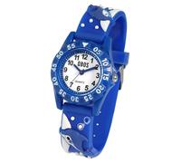Qbos - Reloj infantil con diseño de delfín, color blanco y azul, analógico, silicona, cuarzo, niña, niño, delfín, azul