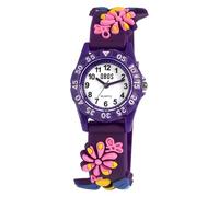 Qbos - Reloj infantil con diseño de flor y abeja, analógico, silicona, cuarzo, para niñas y niños, morado