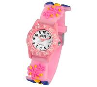 Qbos - Reloj infantil con diseño de flor y abeja, analógico, silicona, cuarzo, para niñas y niños, Rosa.