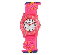 Qbos - Reloj infantil con diseño de flor y abeja, analógico, silicona, cuarzo, para niñas y niños, rosa