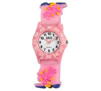 Qbos - Reloj infantil con diseño de flor y abeja, analógico, silicona, cuarzo, para niñas y niños, Rosa.