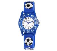 Qbos - Reloj infantil con diseño de fútbol, analógico, silicona, cuarzo, para niña y niño, azul