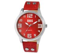 QBOS Reloj unisex con correa de piel sintética