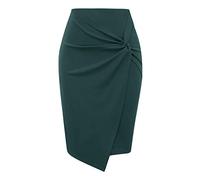 QBQZXAOSOWH Faldas Mujer Falda Lápiz Torcida De Color Sólido para Mujer Cintura Alta Estilo Sexy Estiramiento Wrap Señoras Oficina Trabajo Midi Faldas L Verde
