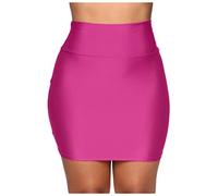 QBQZXAOSOWH Faldas Mujer Minifaldas Negras Moda Mujer Estiramiento Apretado Falda Sexy Sólido Cintura Alta Faldas Cortas Delgadas Faldas De Cintura Alta L Hotpink