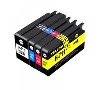QBVHAEPY 1 a 5 Conjuntos Reemplazo de Cartucho de Tinta Compatible para 711xl 711 711 con Tinta de Tinte Funciona con diseño T120 T130 T520 T530 Impresoras(4color 1set)