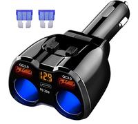QC3.0 Cargador de Coche Divisor Encendedor de Cigarrillos 150W, 20W PD Tipo C USB C Toma Adaptador del Coche de La Energía Cargador USB Dual Carga Rápida para GPS, Dash CAM, SAT NAV