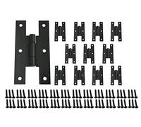 QCAA Bisagra H de acero negro, para puertas de gabinete, negro mate, paquete de 12, fabricado en Taiwán