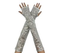 Qcbuegof 1 par de guantes monocromos con lentejuelas para bailar exagerado exquisito disfraz manoplas para deportes nocturnos y bicicletas pantallas táctiles compatibles a mano