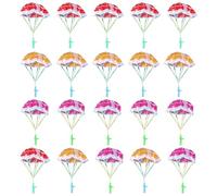 Qcbuegof 20pcs paracaídas juguete al aire libre avión para niños niño pequeño no enredo paracaídas volando regalos de juguete al aire libre lanzamiento paracaídas lanzamiento