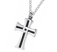 Qcbuegof 2pcs Memorial Halskette Urne Locket Pet Cremation Urn Halskette Pet Supplier Crucifix Anhänger Humanemenielles Schmuck Erinnerungen Halskette