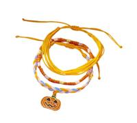 Qcbuegof Abalorio de Halloween multicapa con espectros de calabaza, cuentas de arroz coloridas, joyería apilable ajustable para mujeres y niñas, joyería temática de Halloween, talla única, como se