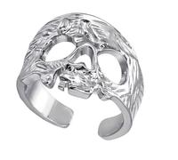 Qcbuegof Anillos de aleación retro con diseño de calavera, ajustable, joyería gótica perfecta para fiestas temáticas y regalos, joyería gótica única, talla única, como se describe, como se describe