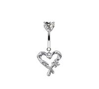 Qcbuegof Anillos de ombligo con forma de corazón fáciles de combinar con tu propio encanto, textura de acero inoxidable para entusiastas de la moda moderna, talla única, como se describe, como se