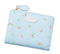 Qcbuegof Billetera para mujer con tarjetero monedero corto de cuero PU billetera de piel sintética impresión floral precio cambiador hermosa moda moneda cuero PU cambio hermoso estampado floral con