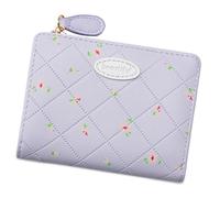 Qcbuegof Billetera para mujer con tarjetero monedero corto de cuero PU billetera de piel sintética impresión floral precio cambiador hermosa moda moneda cuero PU cambio hermoso estampado floral con