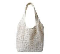 Qcbuegof Bolso de antebrazo de lona para mujer, bolso de hombro de gran capacidad, bolso de mano para viajes de compras y trabajo, bolso de mensajero de flores, Blanco
