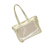 Qcbuegof Bolso transparente de moda para niñas, práctico bolso de hombro de PU con gran capacidad de almacenamiento para el bolso cruzado anime esencial diario, blanco perla