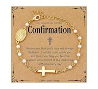 [Qcbuegof] Cadena de acero inoxidable con cuentas elegantes, estilo vintage, introducción a la moda, joyería religiosa de acero inoxidable para mujer, 聖なるコミュニケーション5, Como se describe, No es una piedra