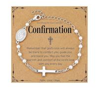 [Qcbuegof] Cadena de acero inoxidable con cuentas elegantes y vintage, introducción a la moda, joyería religiosa de acero inoxidable para mujeres, 3, como se describe, sin piedras preciosas