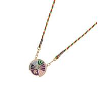 [Qcbuegof] Collar con colgante de tarot de rotación misteriosa, cadena de cuello de moda con cordón tejido, collar de moneda de tarot para uso diario y capas de eventos especiales, sin talla, Como se