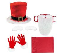 Qcbuegof Disfraz de Papá Noel para el padre de Navidad, guantes de barba apron for Fancy Dressing Holiday Party Suit Clauses Costume