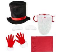 Qcbuegof Disfraz de Papá Noel para el padre de Navidad, guantes de barba apron for Fancy Dressing Holiday Party Suit Clauses Costume