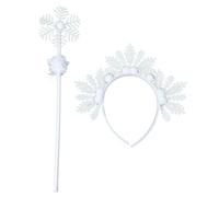 Qcbuegof Elegante diadema de copos de nieve y varita mágica para mujeres y niñas, accesorio para el cabello para fiestas temáticas, accesorios para el cabello de Navidad