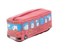Qcbuegof Estuche de lápices de dibujos animados autobús de gran capacidad lona bolsa para bolígrafos multifuncional bolsa portabolígrafos bolsa con cremallera para estudiantes cremalleras caja de