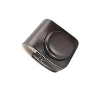 Qcbuegof Funda de piel sintética con bolsa de almacenamiento con correa ajustable para cámara de hombro, resistente a arañazos, para cámaras deportivas, funda de piel, Negro