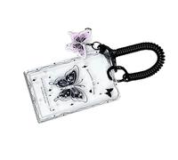 Qcbuegof Funda de plástico transparente para tarjetas con cierres deslizantes para organizar y proteger tu tarjeta, soporte para tarjetas antipérdidas, Black Butterfly